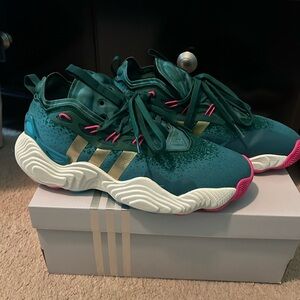 Trae Young 3’s adidas Teal and Pink Athletic Shoes